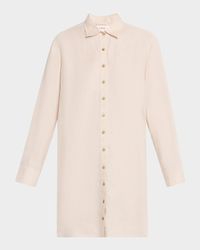 Bobby Solid Linen Shift Mini Shirtdress