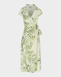 Olive Tree Print Wrap Dress