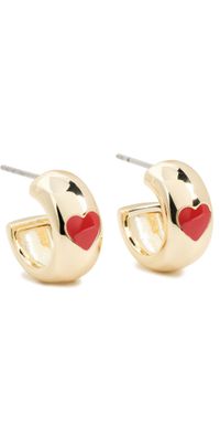 Gorjana Amour Helium Heart Huggies Gold/Red Enamel One Size