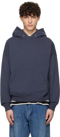 visvim Pull à capuche surdimensionné écourté bleu marine