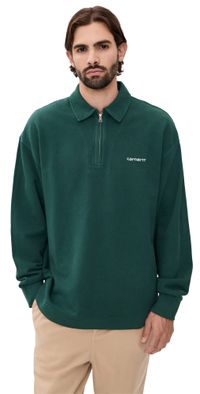 Carhartt WIP Piqu Script Sweater Dark Fir/White (Garment Dyed) XS