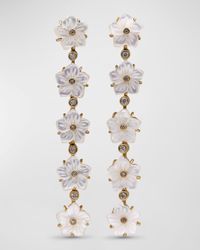 White Mother of Pearl and White Diamond Dangle Earrings in 18K Gold