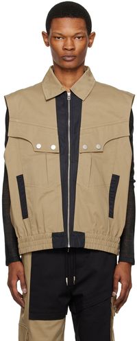 Feng Chen Wang Beige Paneled Cargo Vest