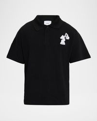 Men's Pique Logo Patch Boxy-Fit Polo Shirt