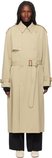 AURALEE Beige Wool Cavalry Twill Laminate Trench Coat