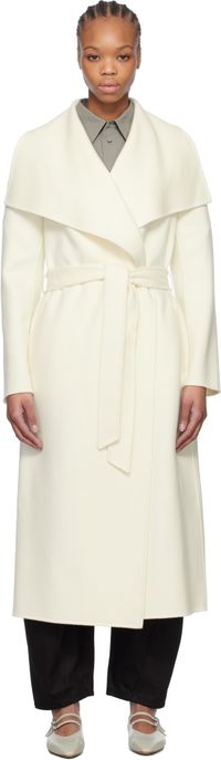 MACKAGE Manteau Mai-CN blanc cassé en laine à assemblage cache-cœur