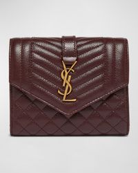 YSL Trifold Compact Wallet in Quilted Leather