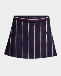 Button-Front Striped Mini Skirt