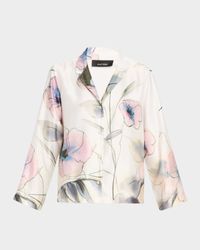 Hiyaku Floral-Print Charmeuse Pajama Set