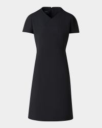 Asymmetric Seam Cap-Sleeve Cotton-Silk Dress