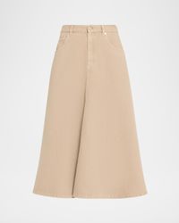 Denim Fit-&-Flare Midi Skirt