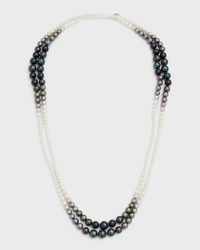 18K White Gold Necklace with Multihued Pearls, 3-9mm