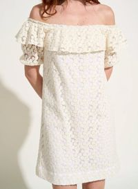 Fete Imperiale - Robe courte col bardot en coton mélangé - Taille 38 - Beige