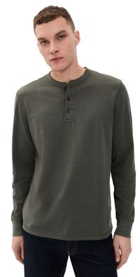Faherty Long Sleeve Waffle Henley Night Rock XXL