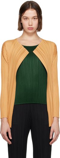 PLEATS PLEASE ISSEY MIYAKE Orange Mellow Pleats Cardigan