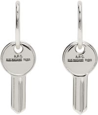 A.P.C. Boucles d'oreilles argentées à breloque de clé