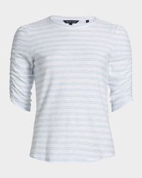 Waldorf Stripe Ruched-Sleeve Tee