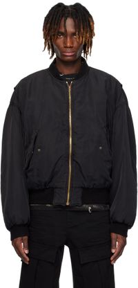 We11done Black Curved Bomber Jacket