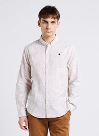 Faguo - Chemise col classique en coton et lin mélangé - Taille 2XL - Beige