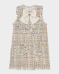 Girl's Texas Hold 'Em Sleeveless Tweed Dress, Size 12-14