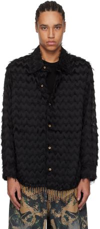 Andersson Bell SSENSE Exclusive Black Bird Shaggy Long Shirt
