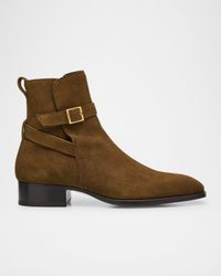 Men's Suede Buckle Ankle Boots
