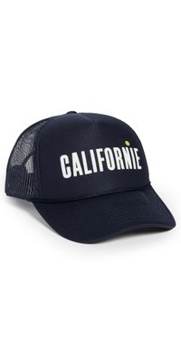 Clare V. Trucker Hat Navy w/ Cream and Citron One Size