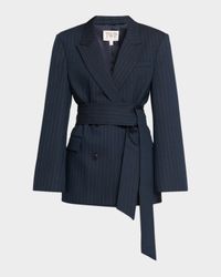 Delancey Striped Stretch Wool Wrap Blazer