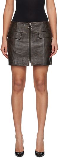 Stand Studio Brown Elvira Leather Miniskirt