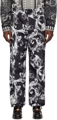 Versace Jeans Couture Pantalon noir et blanc à motif Watercolor Couture