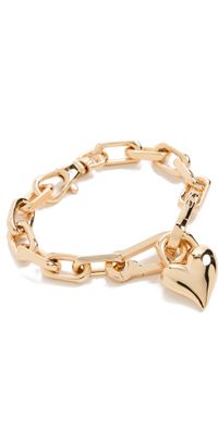 Jenny Bird Padlock Heart Chain Bracelet High Polish Gold One Size