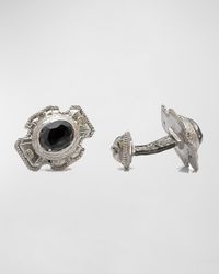 Men's Romero Oval Stone Cross Cufflinks w/ Diamonds