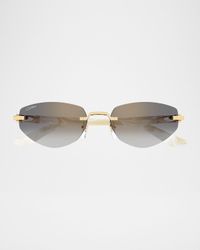 Decor C Rimless Metal Oval Sunglasses