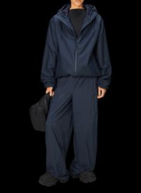 Rains - Imperméable droit col montant à capuche - Taille XL - Bleu