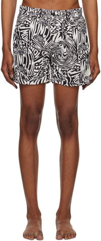Moncler Black & White Printed Swim Shorts