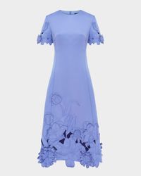Caroline Floral-Embroidered Cutout Midi Dress