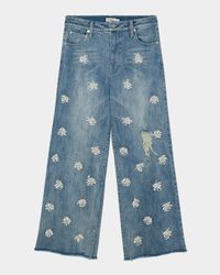 Jude Embellished Wide Crop Jeans