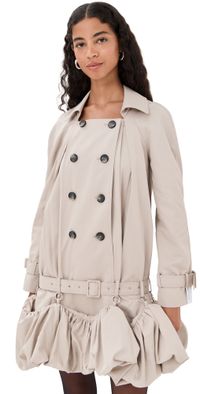 ROKH Puff Hem Trench Dress Peach Beige 38