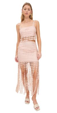Saylor Elie Fringe Skirt Set Rose Gold L