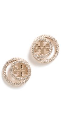 Tory Burch Miller Pave Double Ring Studs Tory Gold/Crystal One Size