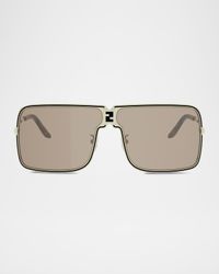 Fendiness Metal Semi-Shield Sunglasses