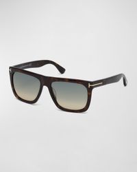 Morgan Thick Square Acetate Sunglasses, Tortoiseshell