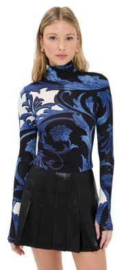 alice + olivia Delaina Turtleneck Cropped Top Regal Retreat L