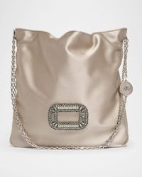 Mini Crystal Buckle Satin Pouch Bag