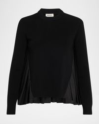 Elanore Long-Sleeve Pleated Sweater
