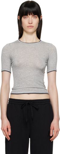 OPEN YY Gray Contrast Edge T-shirt