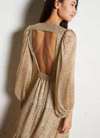 Ba&sh - Robe longue pailletée - Taille 3 - Doré