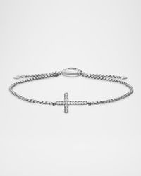 Cross Chain Bracelet with Diamonds in Silver, 1.7mm