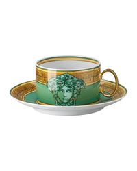 Medusa Amplified Green Coin Tea Cup & Saucer