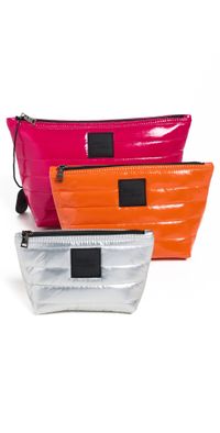 Think Royln Travel Trio Pouches Fuchsia/Orange/Silver One Size